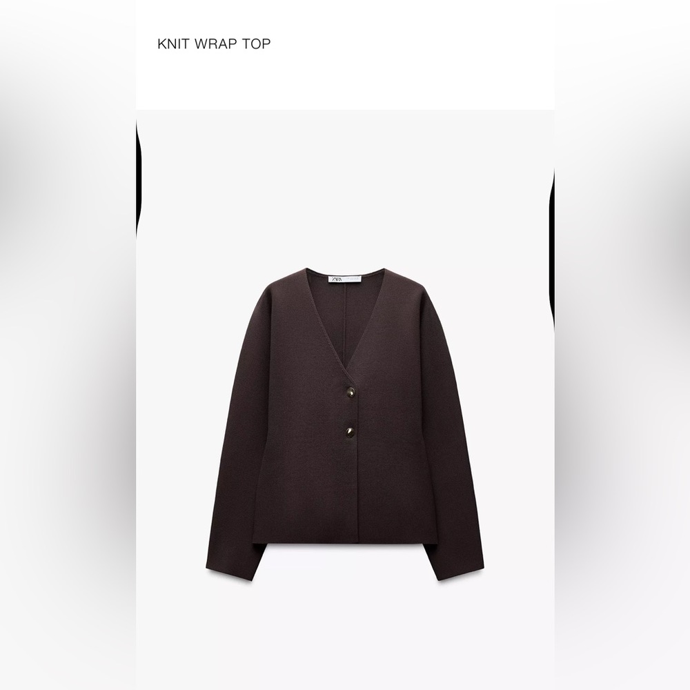 Brown Knit Wrap Top NWT ZARA